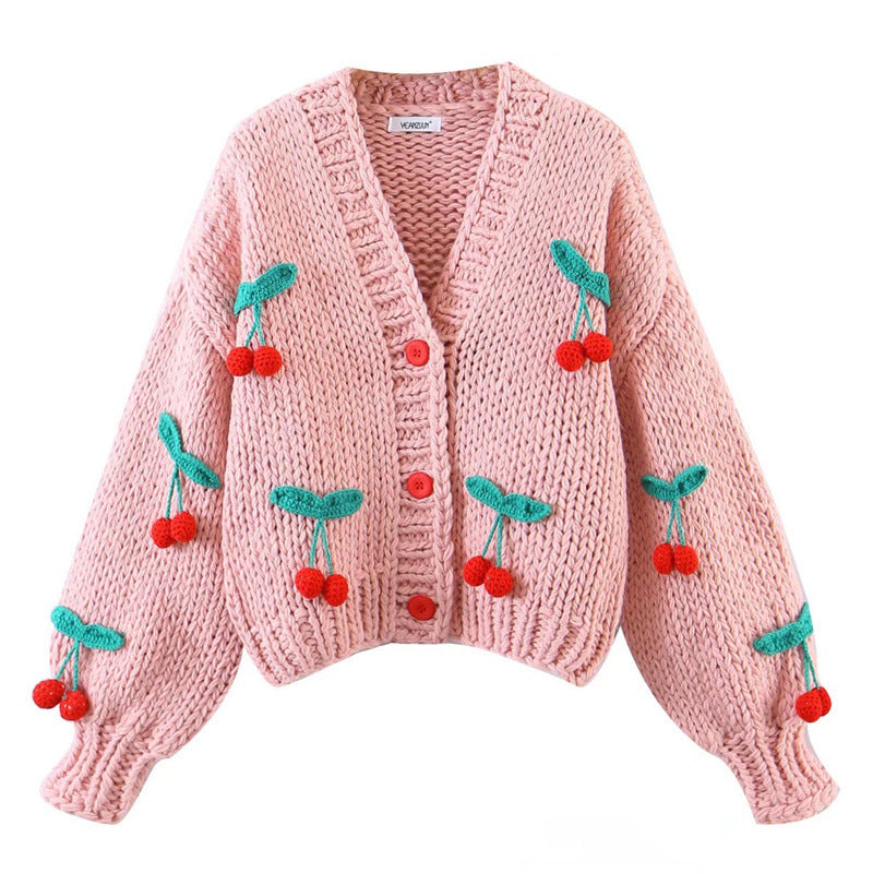 Damen Strickjacke mit floralem Design und oversized Schnitt Krohn-e
