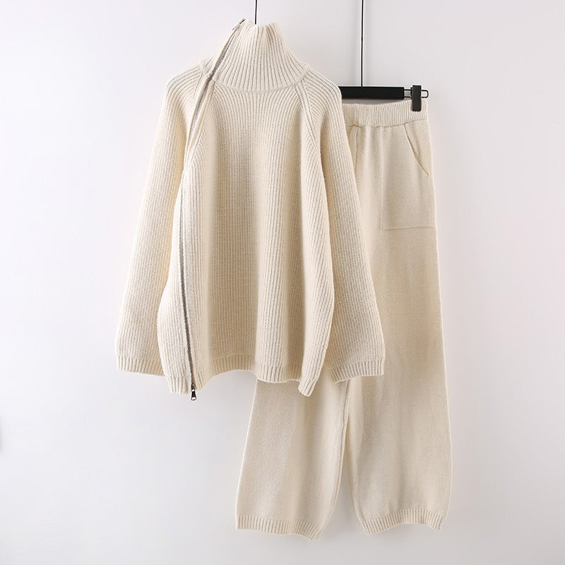 Damen Strickensemble mit Rollkragen und Reißverschluss Krohn-e
