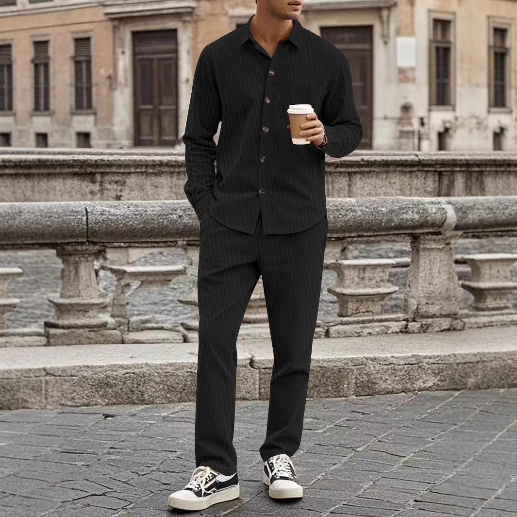 Herren elegantes Freizeitanzug mit stilvollem Hemd und bequemer Hose Krohn-e