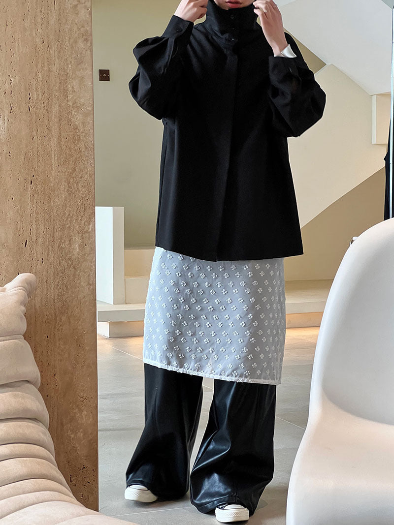 Fudus Damenbluse mit Stehkragen und langen Ärmeln