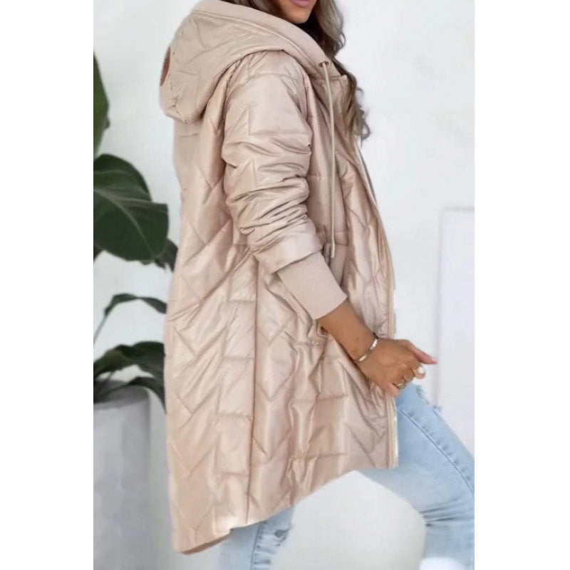Damen Lässige Steppjacke mit Kapuze und großen Taschen Krohn-e