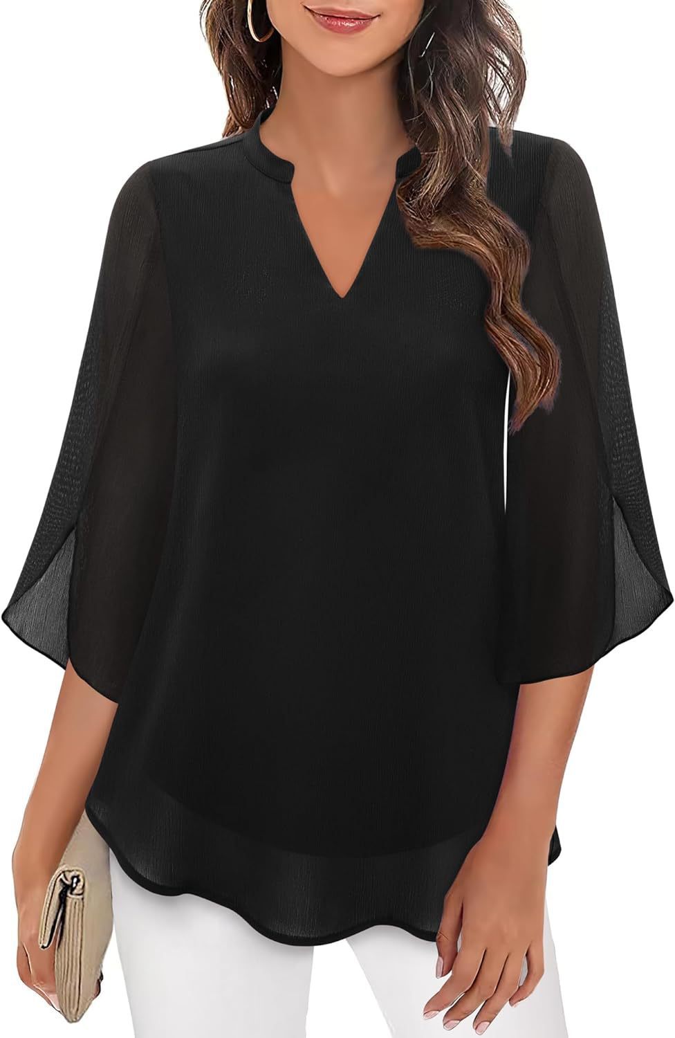 Damen luftige Bluse mit ausgestellten Ärmeln Krohn-e