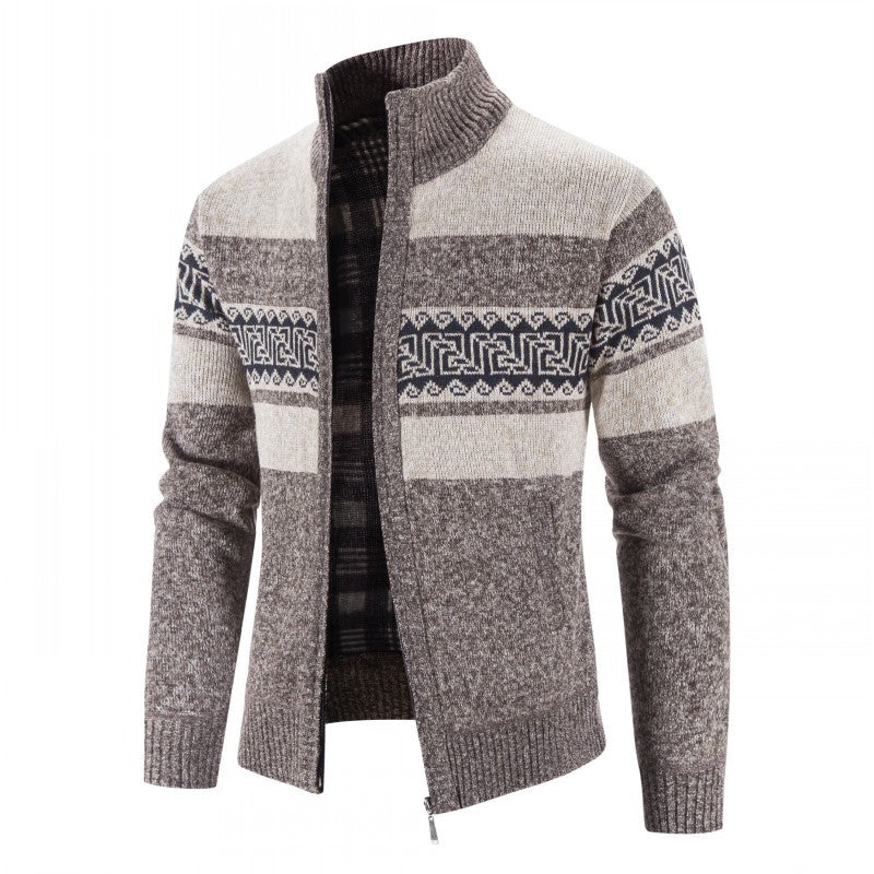 Herren Strickjacke mit hohem Kragen und attraktiven Mustern Krohn-e