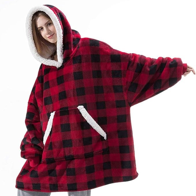 Damen Gemütlicher Hoodie-Poncho mit weichem Futter und praktischen Taschen Krohn-e