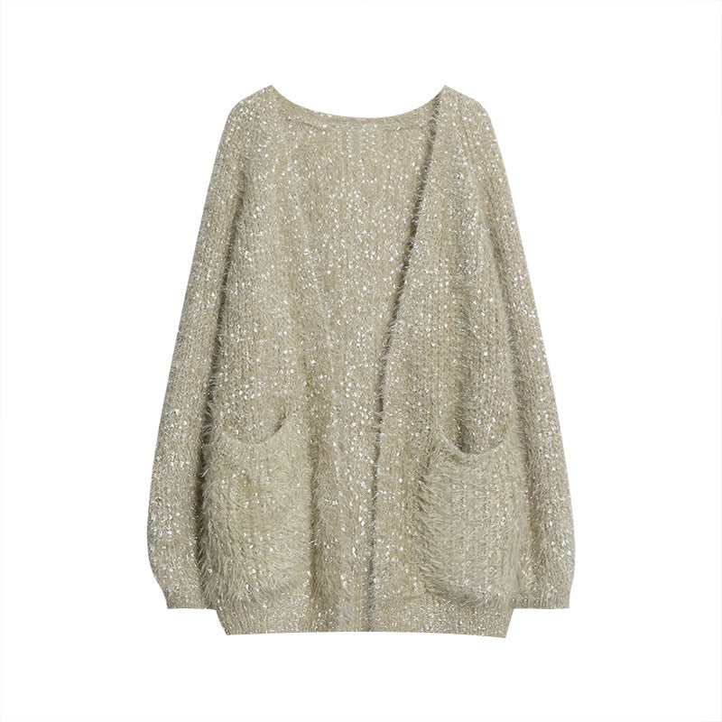 Damen glitzernde Strickjacke im modernen Casual-Look Krohn-e
