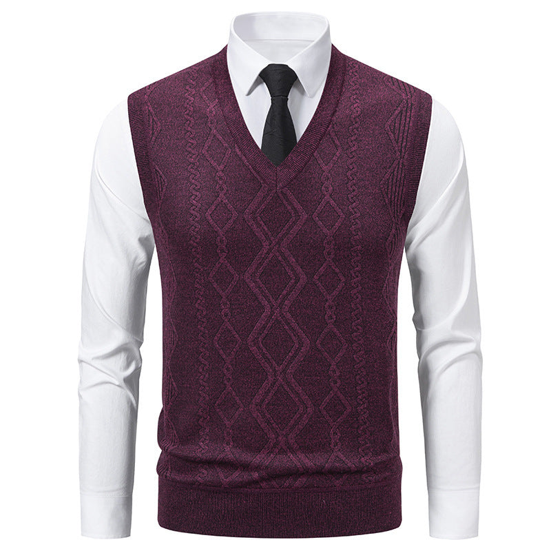 Herren Strickpullover mit V-Ausschnitt und strukturiertem Zopfmuster Krohn-e