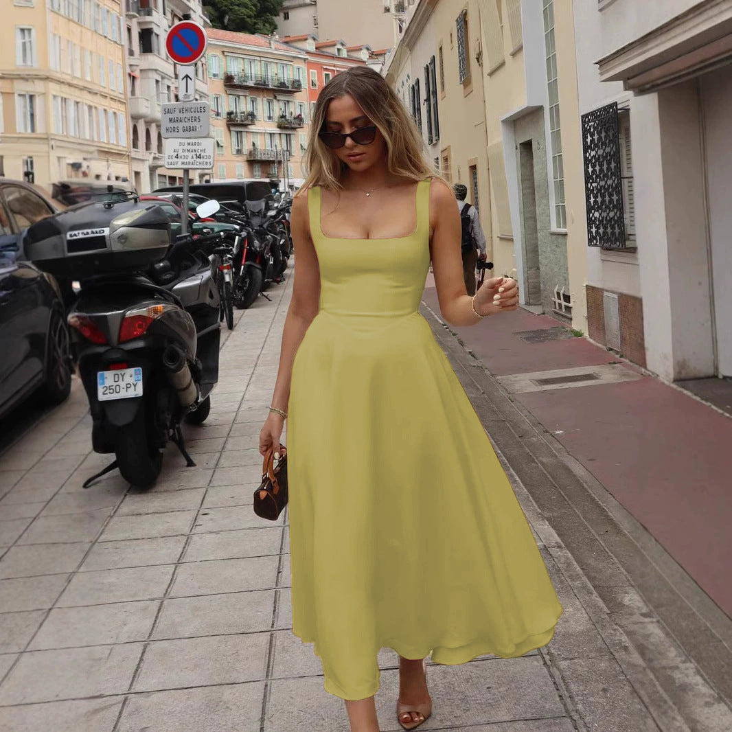 Damen Elegantes Maxikleid mit traumhaftem A-Linien Schnitt und schickem Quadrat-Ausschnitt Krohn-e