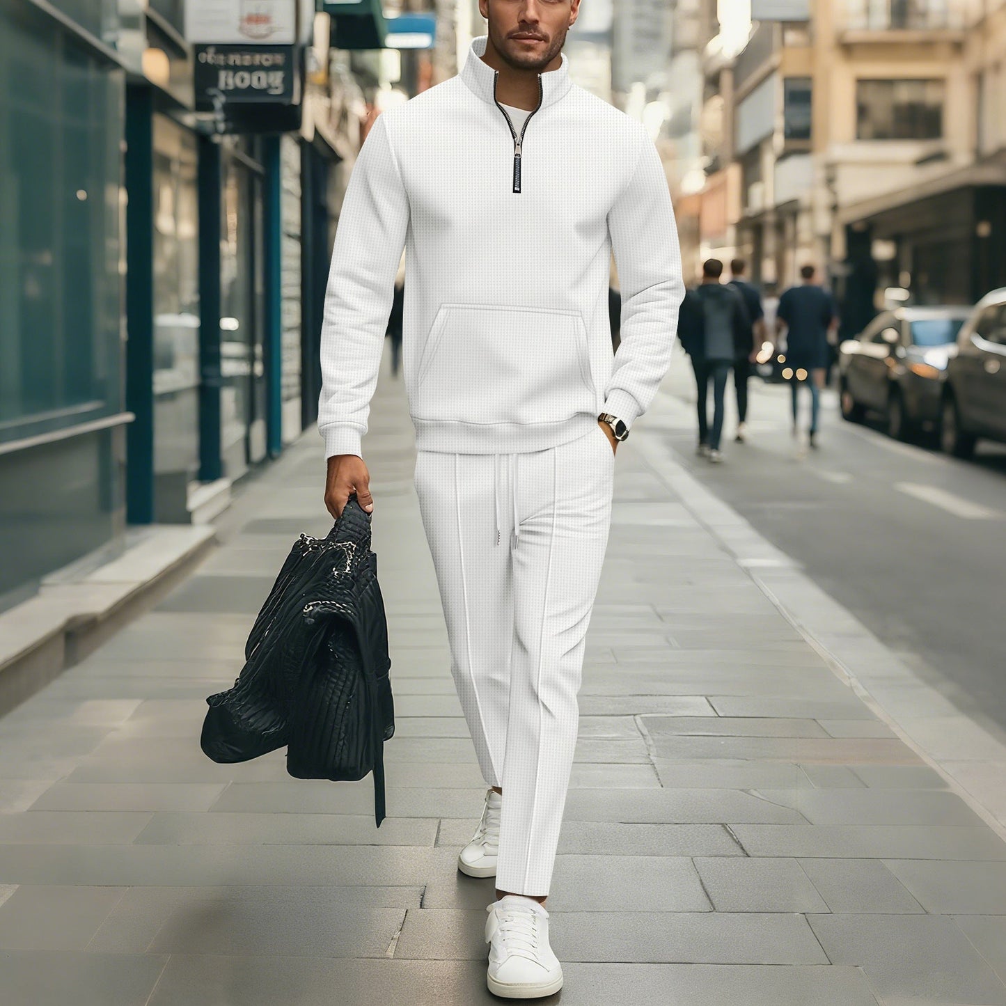 Herren Freizeit Sweater-Set mit modernem Reißverschluss und elastischem Bund Krohn-e