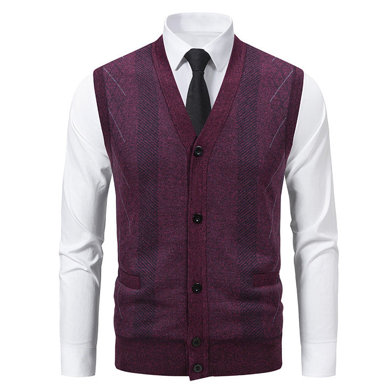 Herren Strickjacke mit klassischem V-Ausschnitt und feinem Zopfmuster Krohn-e