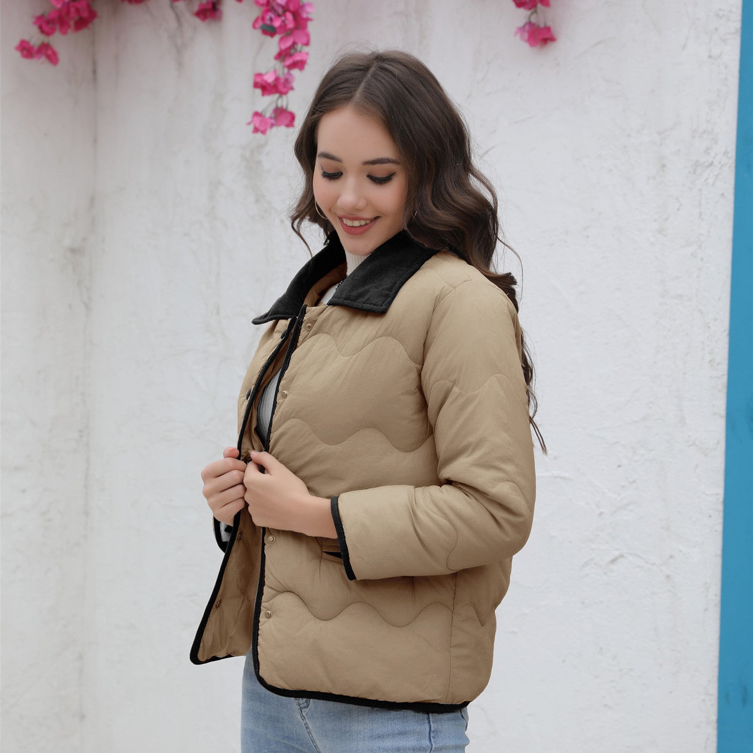 Damen gesteppte Kurzjacke mit schickem Kragen Krohn-e