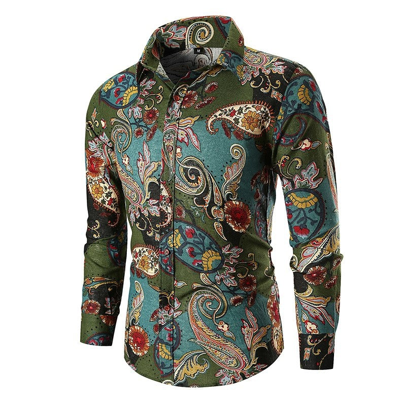 Herren Langarmhemd mit extravaganten Paisleymuster und feiner Baumwollqualität Krohn-e