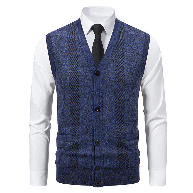 Herren Strickjacke mit klassischem V-Ausschnitt und feinem Zopfmuster Krohn-e