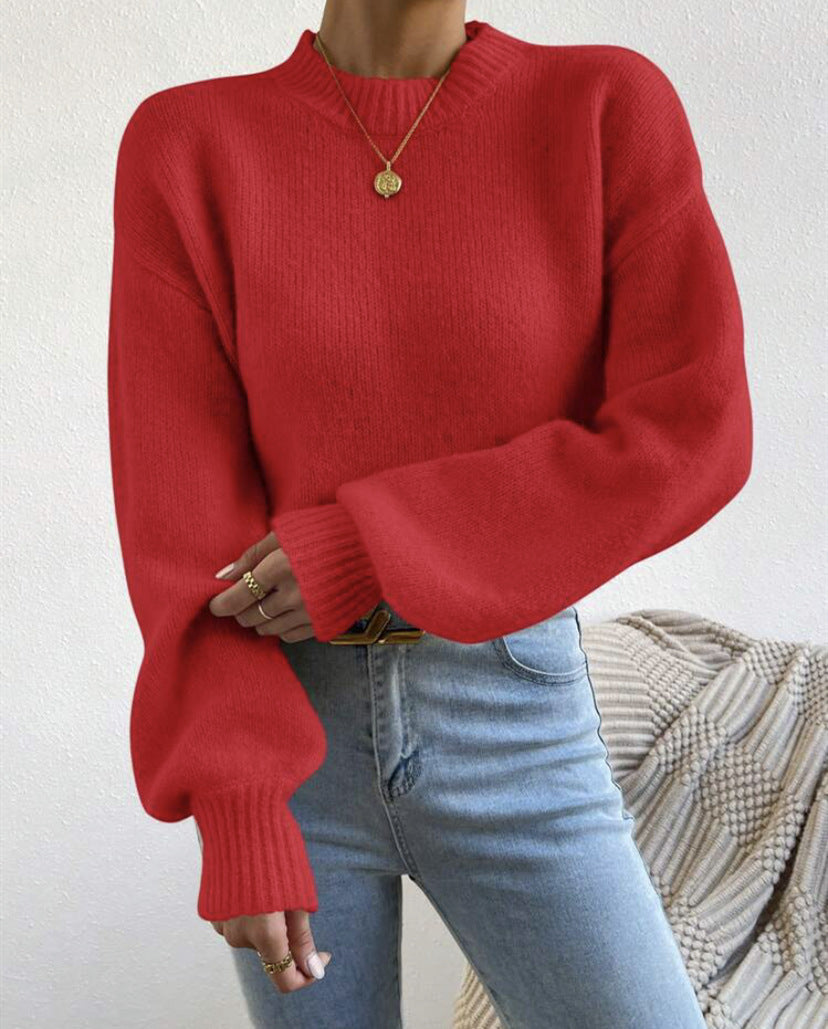 Damen Modischer Pullover mit hochgeschlossenem Ausschnitt und strukturiertem Strick Krohn-e