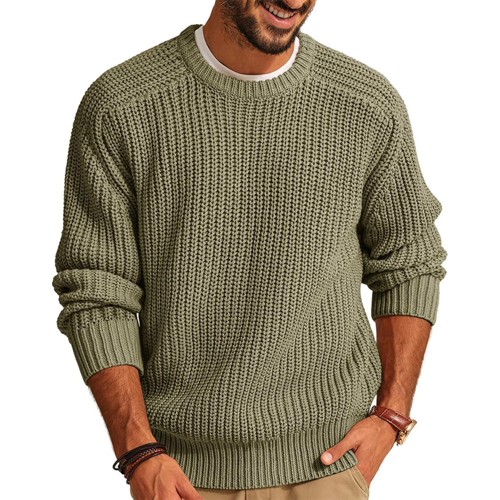 Herren Grobstrick Pullover mit Rundhalsausschnitt und lässigem Schnitt Krohn-e