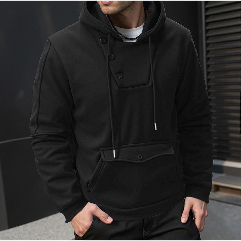 Herren Kapuzenpullover mit Knopfverschluss und praktischen Taschen Krohn-e