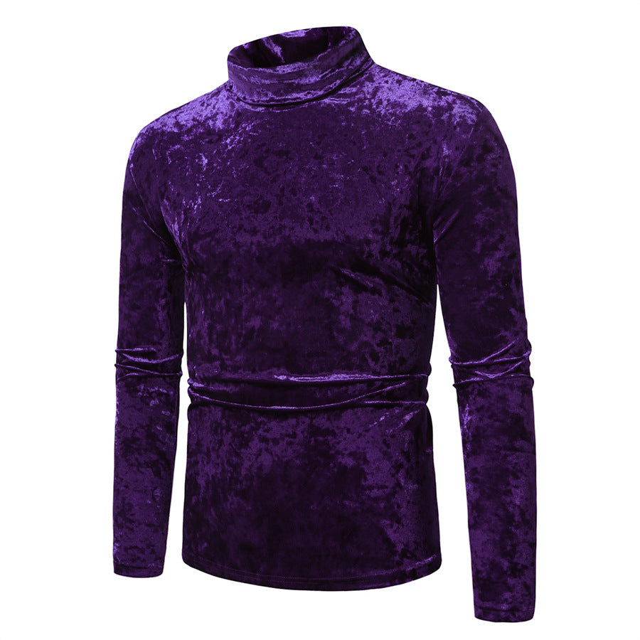Herren Eleganter Rollkragenpullover aus weichem Samtstoff Krohn-e
