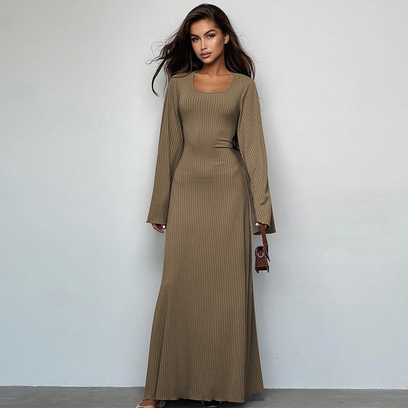 Damen Maxikleid mit innovativem Rippdesign und angeschnittenen Ärmeln Krohn-e