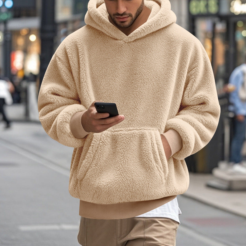 Herren übergroßer Fleece-Hoodie mit Kängurutasche und gemütlichem Schnitt Krohn-e
