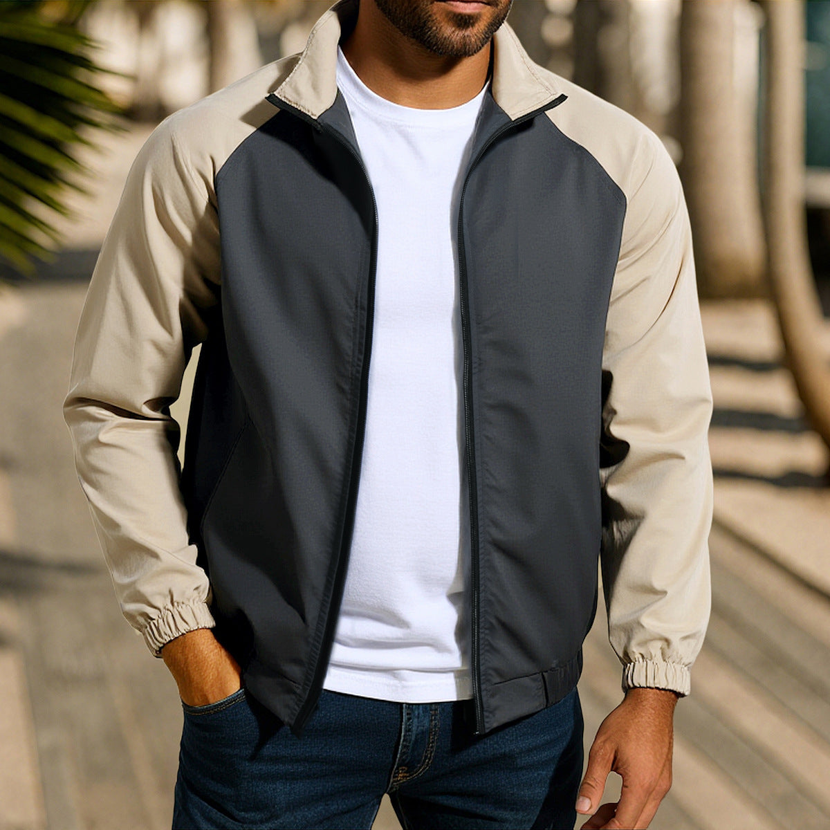 Herren sportliche Übergangsjacke mit reißfestem Material und elastischen Bündchen Krohn-e