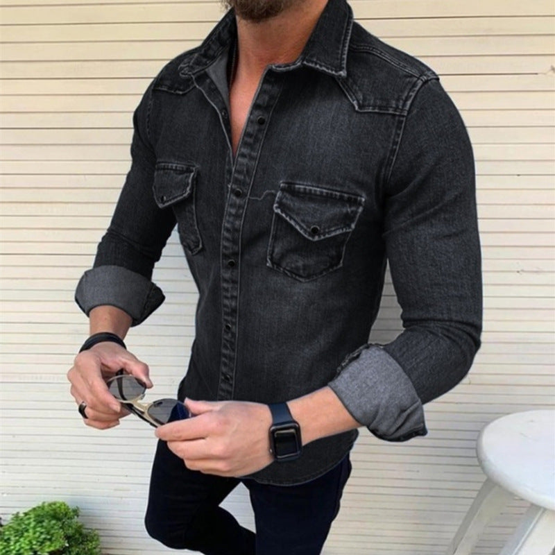 Herren Denim Hemd mit modernem Schnitt und praktischen Brusttaschen Krohn-e