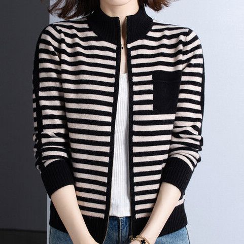 Damen Strickjacke mit Stehkragen und Reißverschluss Krohn-e