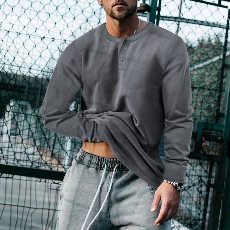 Herren Langarm-Henley-Shirt mit klassischem Knopfleisten-Design und weichem Baumwollmix Krohn-e
