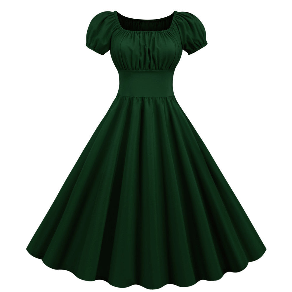Damen A-Linien Kleid mit Puffärmeln und Taillierung Krohn-e