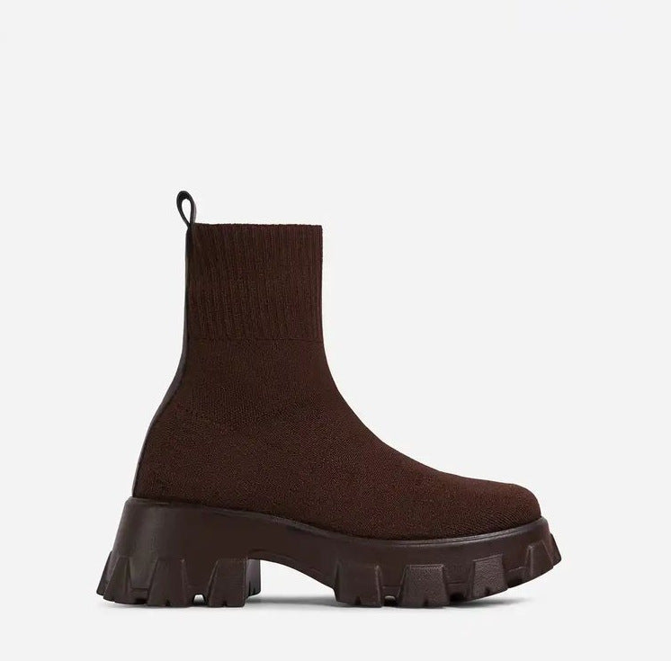Damen trendige Stiefel mit hohem Schaft und robustem Plateau Krohn-e