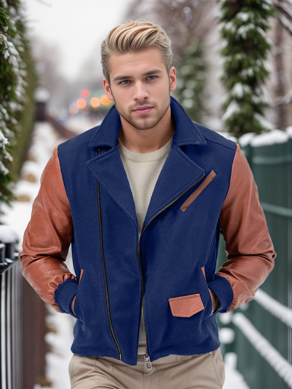 Herren modische Übergangsjacke mit kontrastierenden Ärmeln und praktischen Taschen Krohn-e