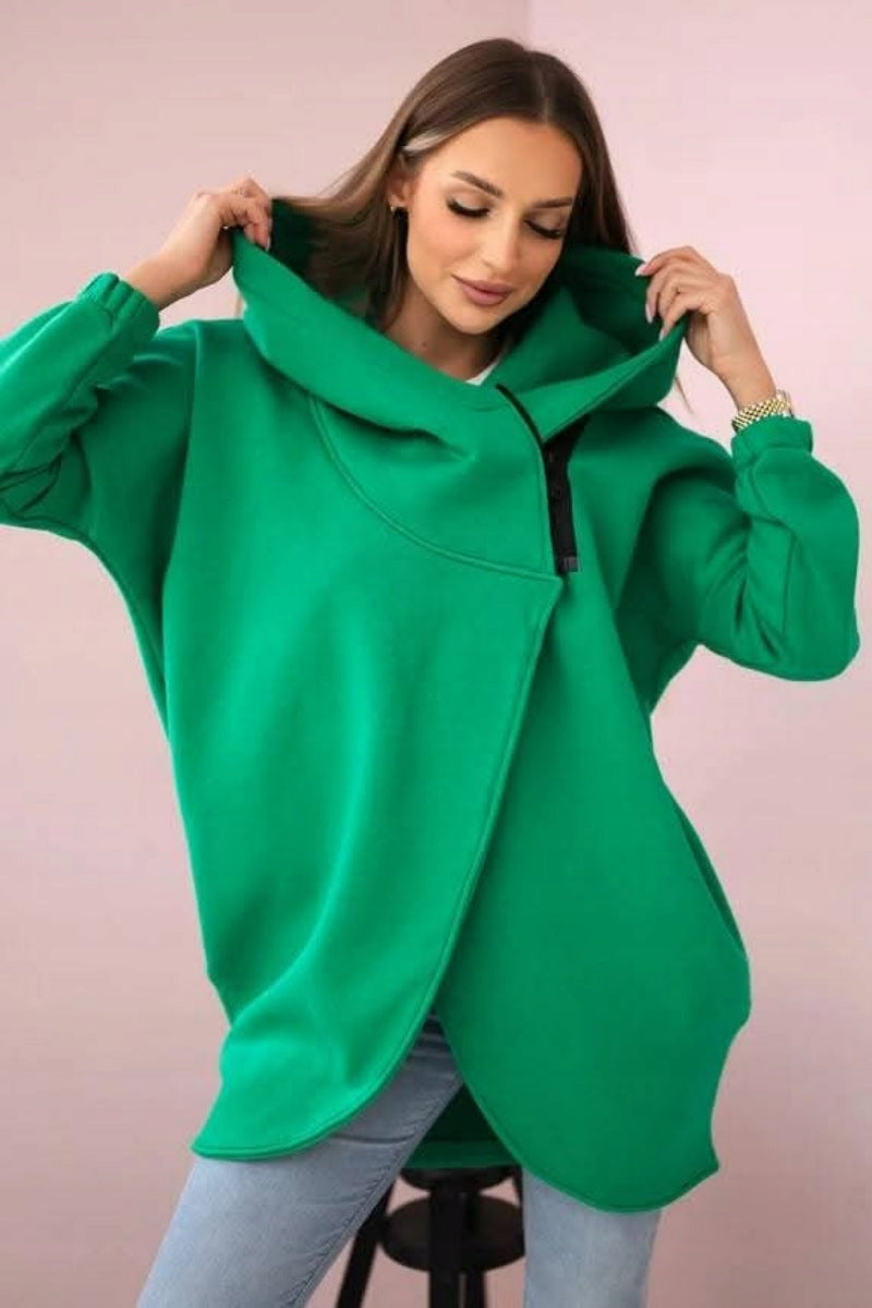 Krohn-e | Asymmetrische Reißverschluss Kapuzenfleece Sweatjacke