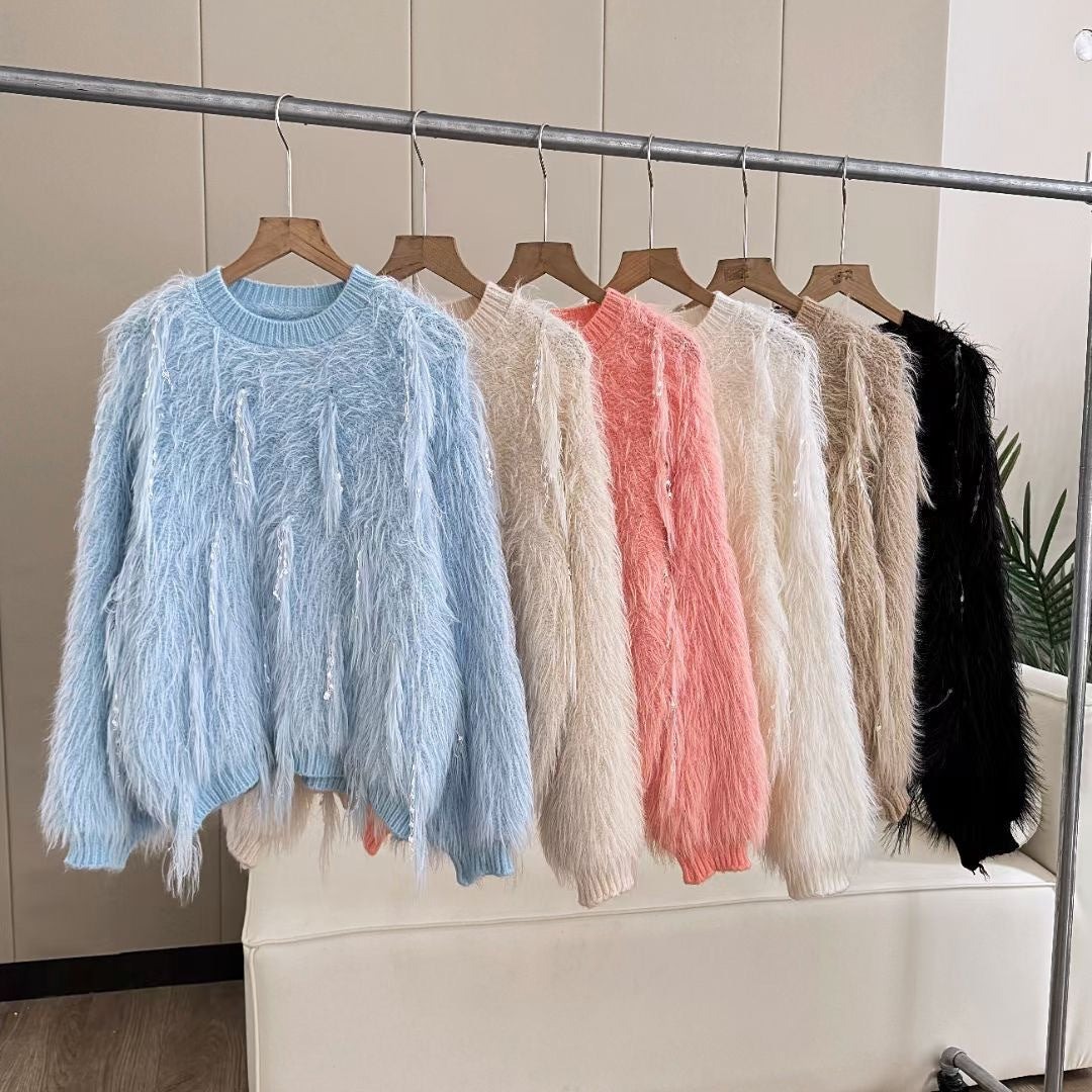 Damen Flauschiger Strickpullover mit einzigartigen Details Krohn-e