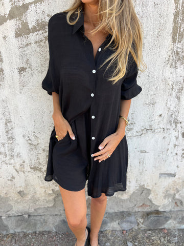 Damen lange Bluse mit durchgehender Knopfleiste und lässigem Schnitt Krohn-e