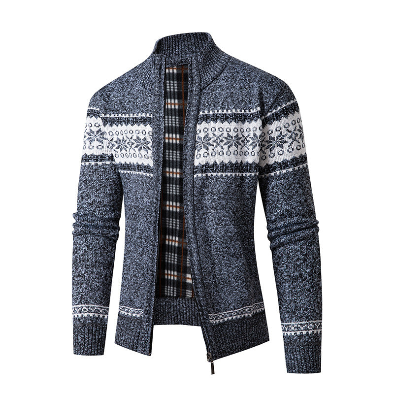 Herren Strickjacke mit hohem Kragen und modernem Zipper Krohn-e