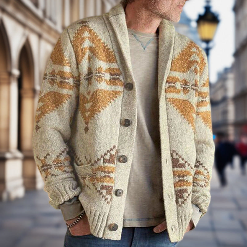 Herren Strickjacke mit geometrischem Muster und einem weichen, wärmenden Futter Krohn-e