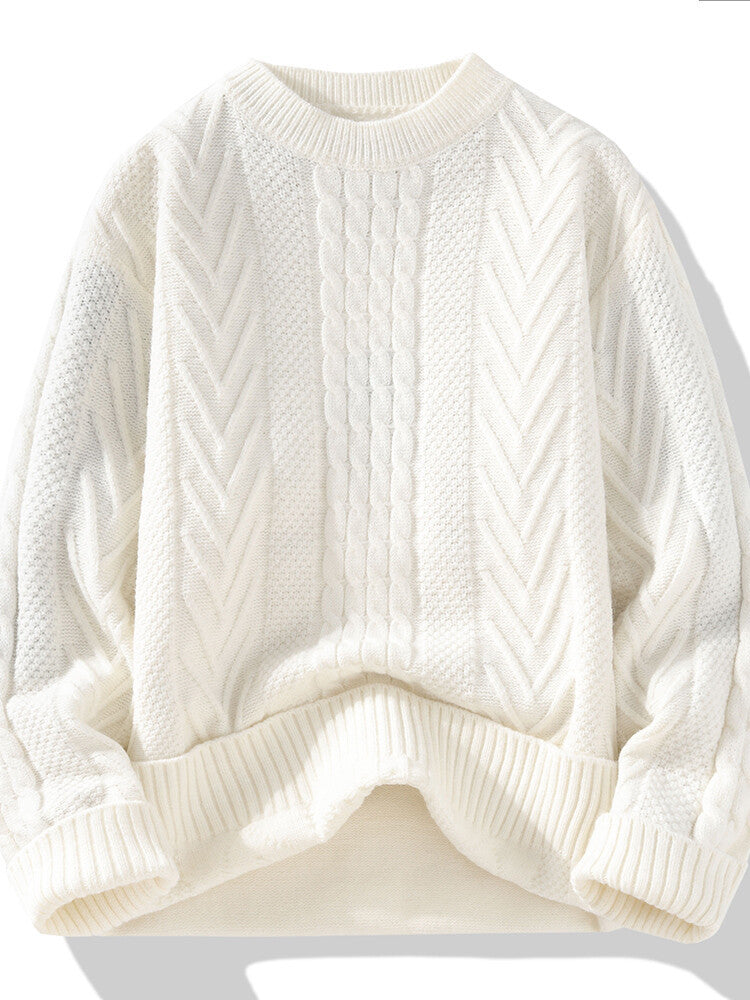 Herren Grobstrickpullover mit Zopfmuster und lässigem Schnitt Krohn-e