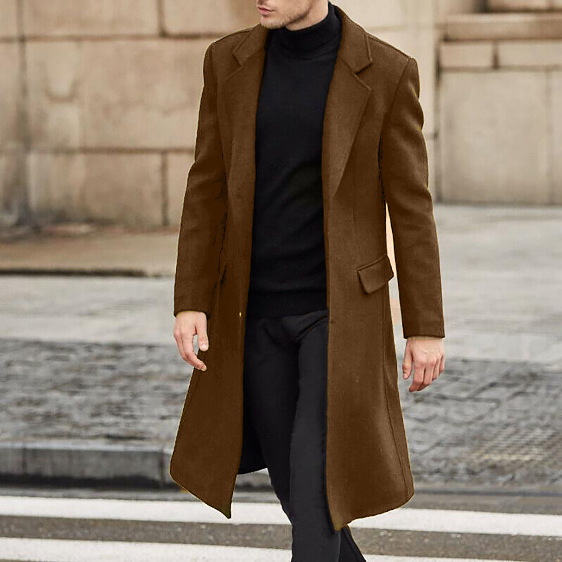 Herren eleganter, klassischer Langmantel mit strukturiertem Schnitt Krohn-e