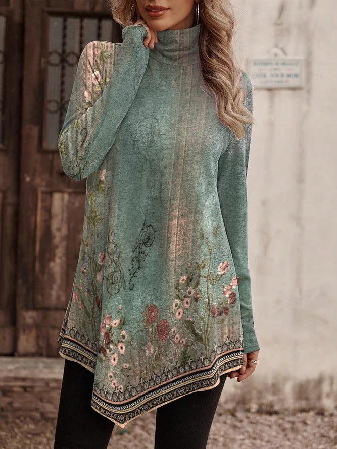 Damen Tunika mit floralem Design und hohem Kragen Krohn-e