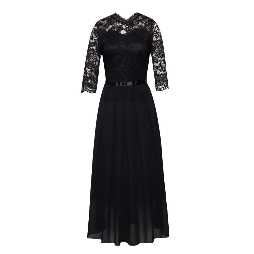 Damen Maxikleid mit Spitzendetails und transparentem Rock Krohn-e