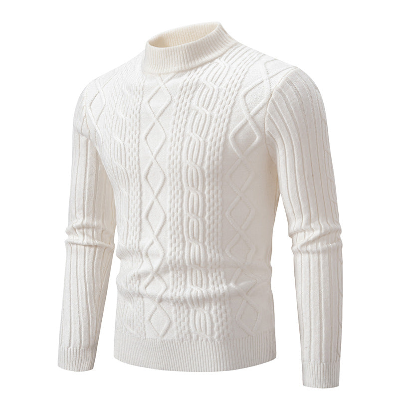 Herren Strickpullover mit hohem Kragen und Zopfmuster Krohn-e