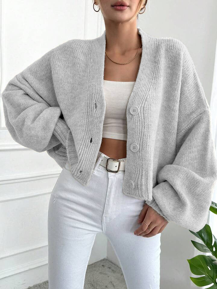 Damen Oversized Strickjacke mit Knopfdesign und weitem Schnitt Krohn-e