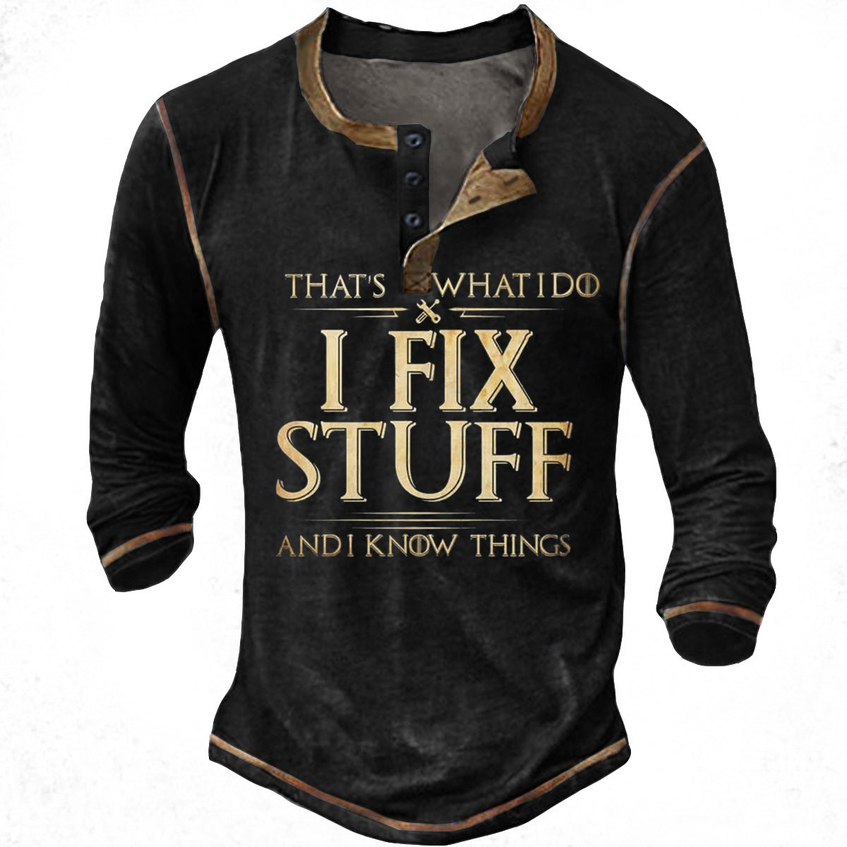 Herren lässiges Langarmshirt mit motivierendem Druck Krohn-e