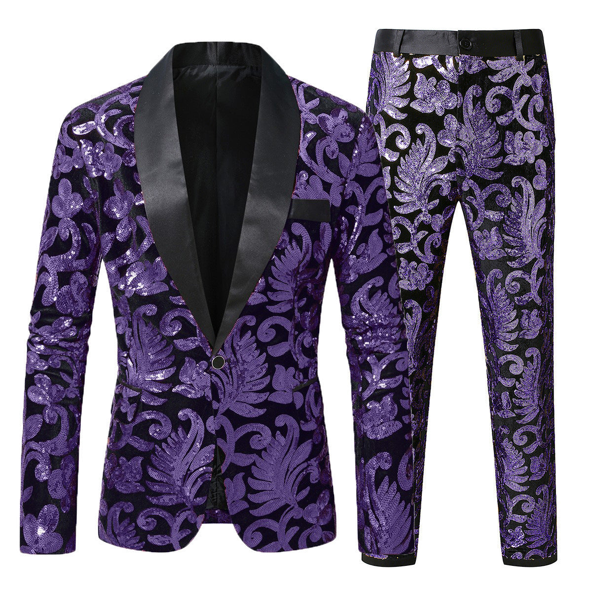 Herren glitzernder Smokinganzug mit floralen Paillettenmustern Krohn-e
