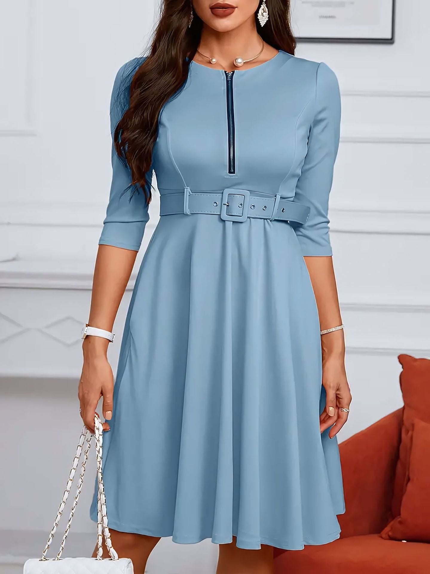 Heidi Mode | Kleid mit Gürtel und Reißverschluss