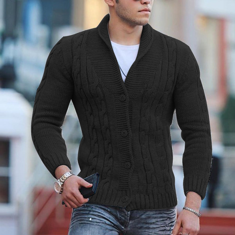 Herren Strickjacke mit einzigartigem Zopfmuster und modischem Schalkragen Krohn-e