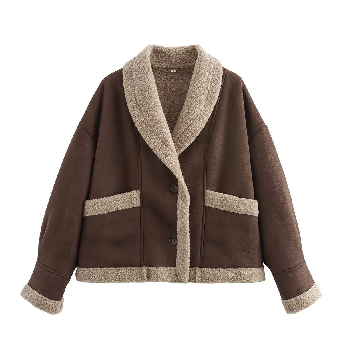 Damen kuschelige Oversized-Jacke mit elegantem Schalkragen und praktischen Taschen Krohn-e