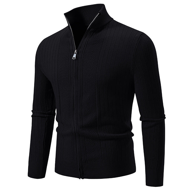 Herren Strickjacke mit modernem Reißverschluss und feiner Rippstruktur Krohn-e