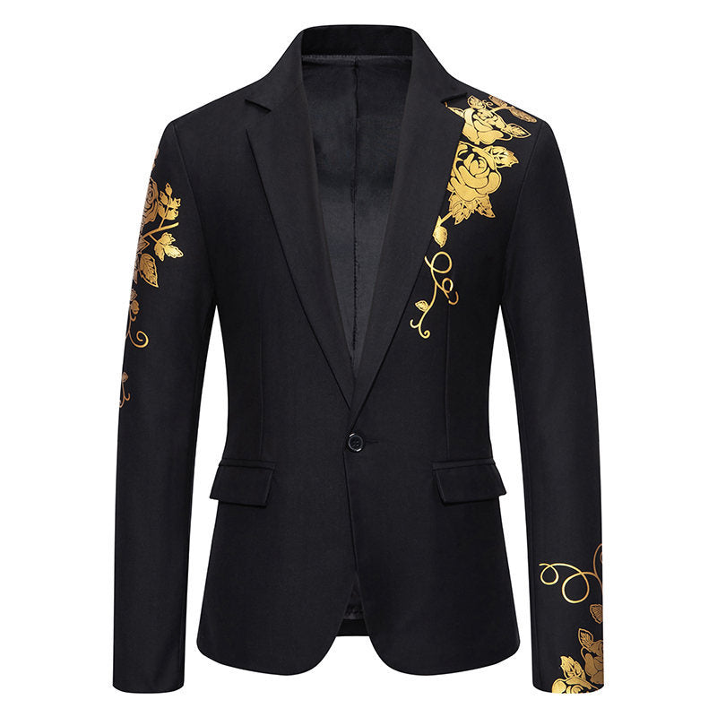 Herren eleganter Blazer mit floralem Gold-Design Krohn-e