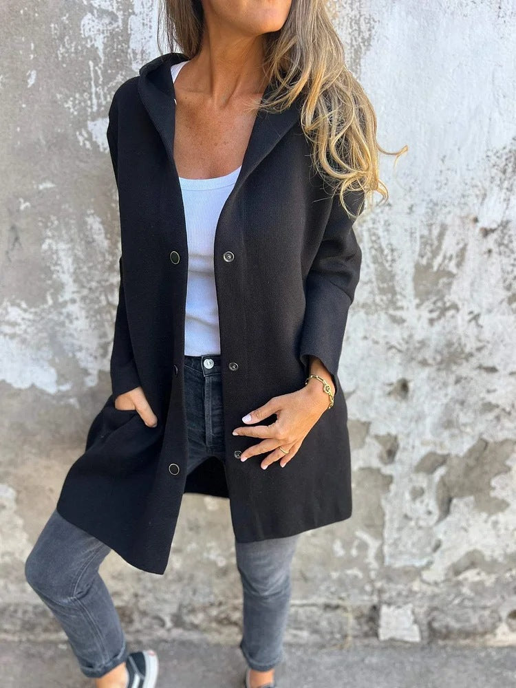 Krohn-e | Einfarbige Mid Length Strickjacke