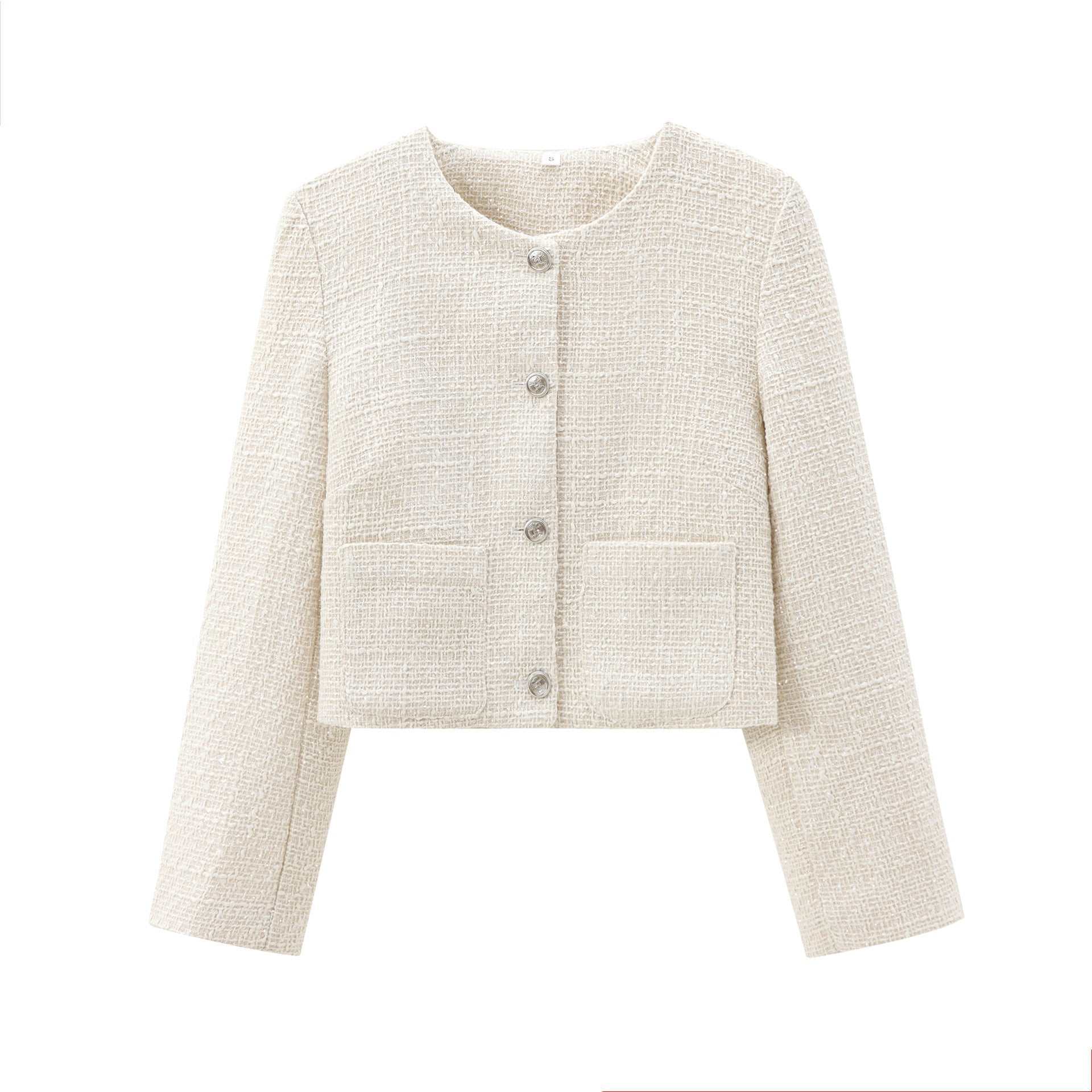 Damen elegante Kurzjacke im strukturierten Tweed-Stil mit praktischen Taschen Krohn-e