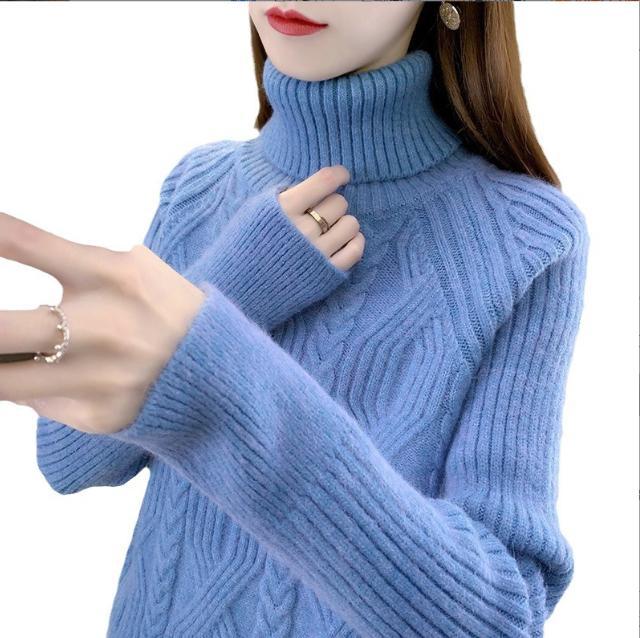 Damen Rollkragenpullover mit strukturiertem Zopfmuster und langen Ärmeln Krohn-e
